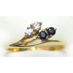 ring goud 9K met saffier en CZ