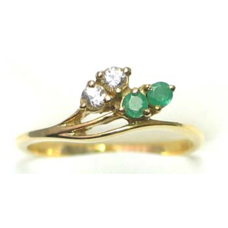 bague or9K avec émeraude et CZ