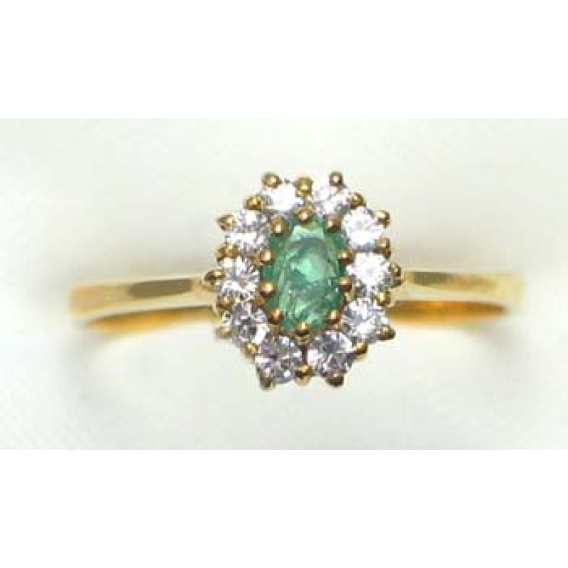 ring gold 9K wih emerald and CZ