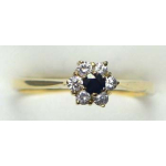 ring goud 9K met saffier en CZ