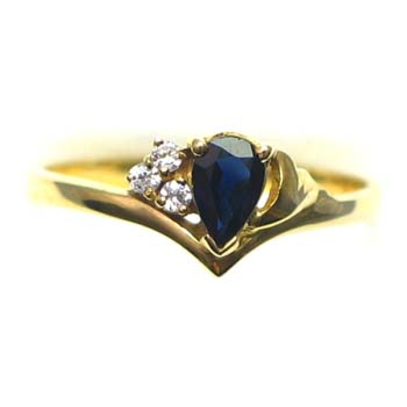 ring goud 9K met saffier en CZ