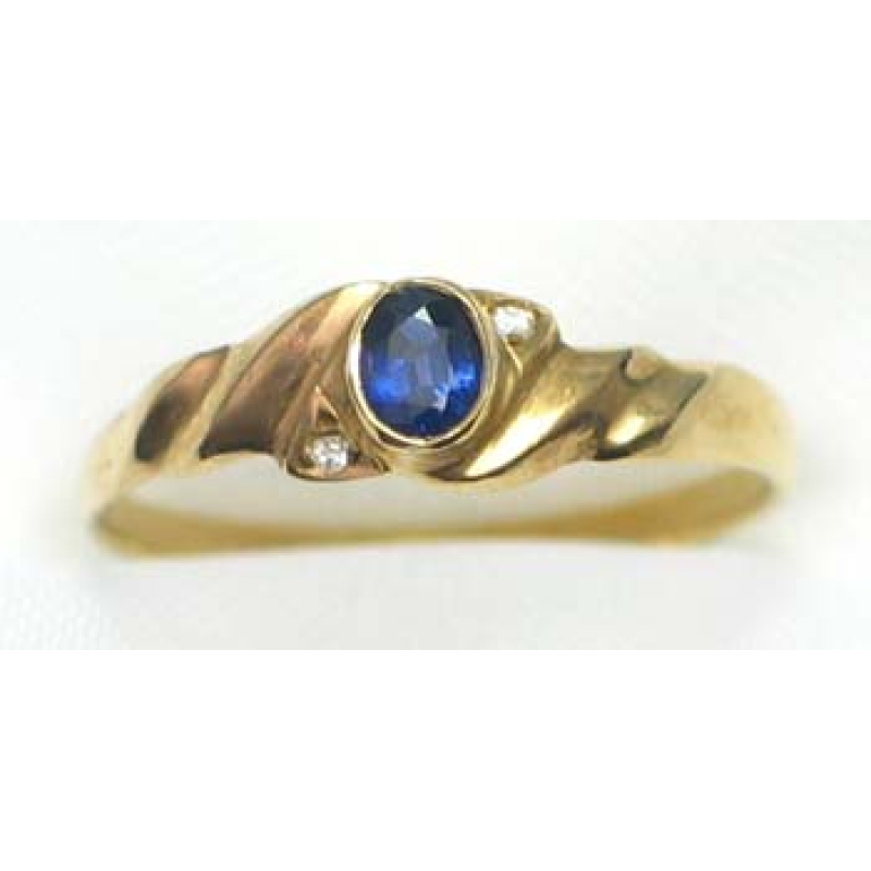 ring goud 9K met saffier en CZ