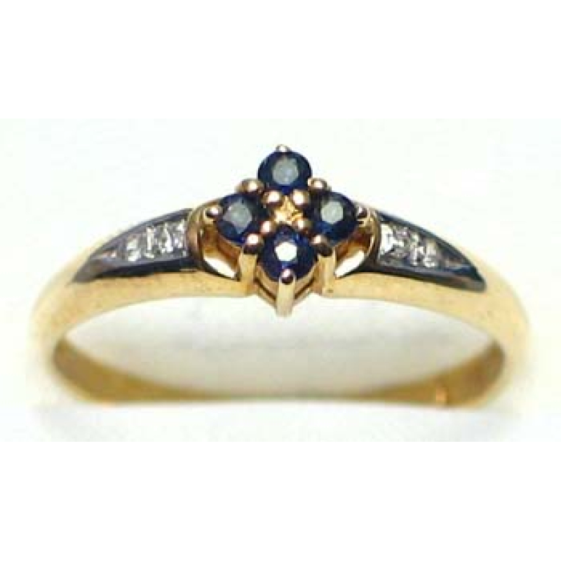bague or 9K avec saphir et diamant
