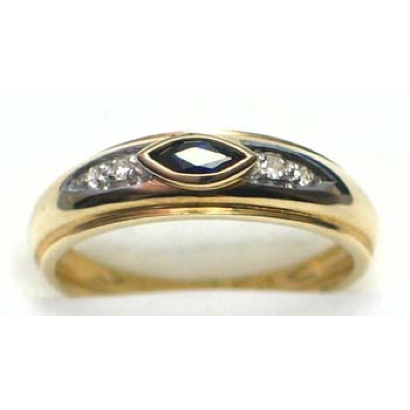 ring goud 9K met saffier en diamant