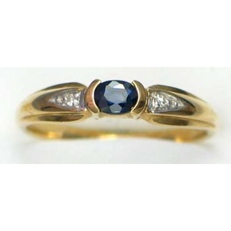 ring goud 9K met saffier en diamant