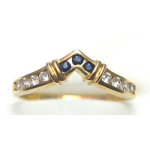 ring goud 9K met saffier en diamant