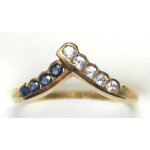 ring goud 9K met saffier en CZ