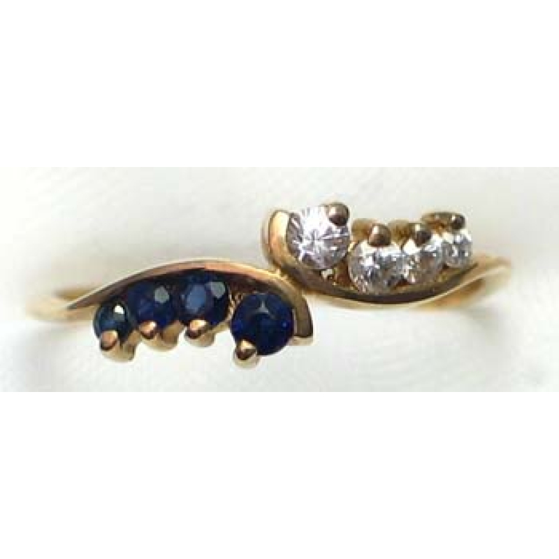 ring goud 9K met saffier en CZ