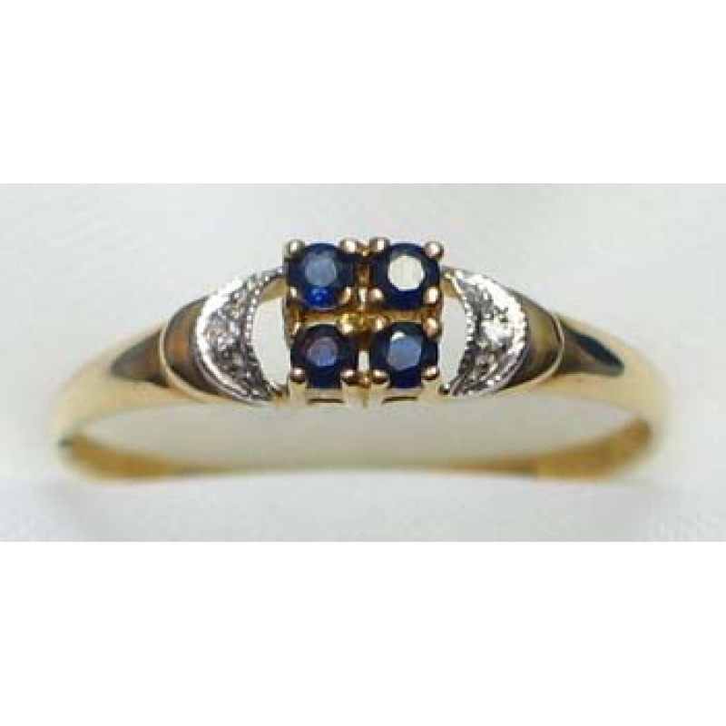 ring goud 9K met saffier en CZ
