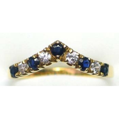 ring goud 9K met saffier en CZ