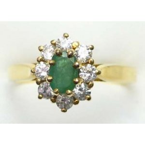 ring gold 9K wih emerald and CZ