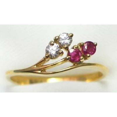 ring gold 9K with ruby and CZ