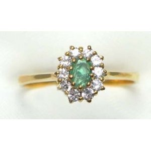 ring gold 9K wih emerald and CZ