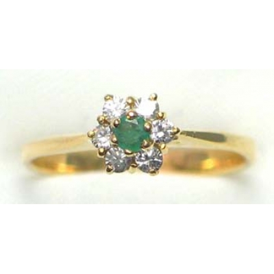 ring goud 9K met smaragd en CZ