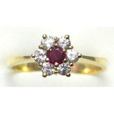 ring gold 9K with ruby and CZ