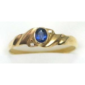 ring goud 9K met saffier en CZ