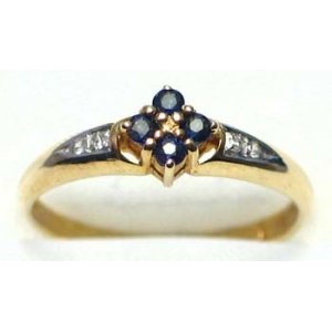 ring goud 9K met saffier en diamant