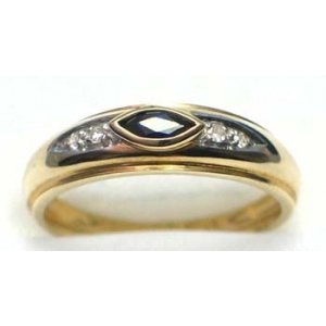 ring goud 9K met saffier en diamant