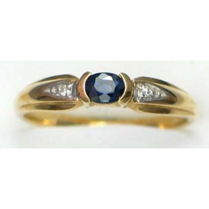 ring goud 9K met saffier en diamant