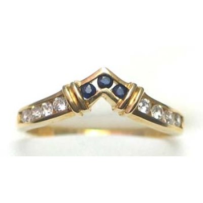 ring goud 9K met saffier en diamant