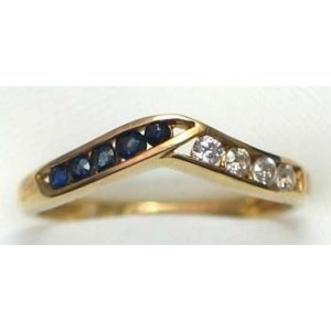 ring goud 9K met saffier en CZ