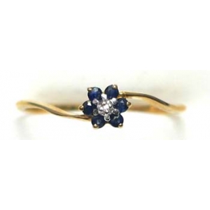 ring goud 9K met saffier en diamant