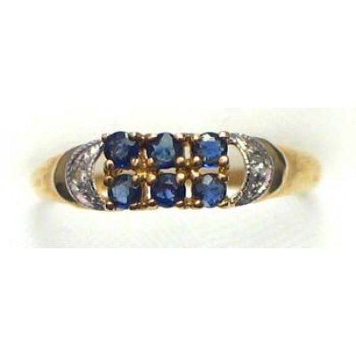 ring gold 9K with sapphire and CZ