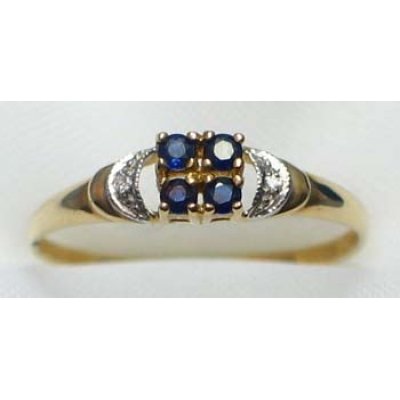 ring gold 9K with sapphire and CZ