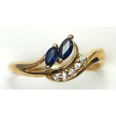 ring gold 9K with sapphire and CZ