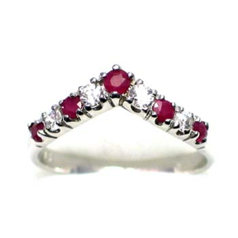 ring zilver 925 rhod met robijn en CZ