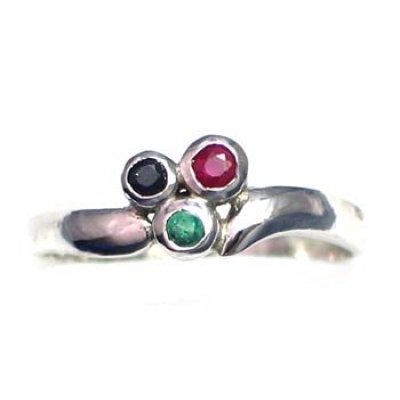 ring zilver 925 rhod met saffier, smaragd en robijn