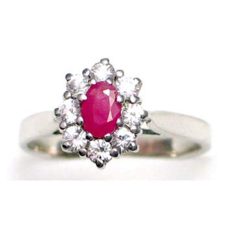 ring zilver 925 rhod met robijn en CZ