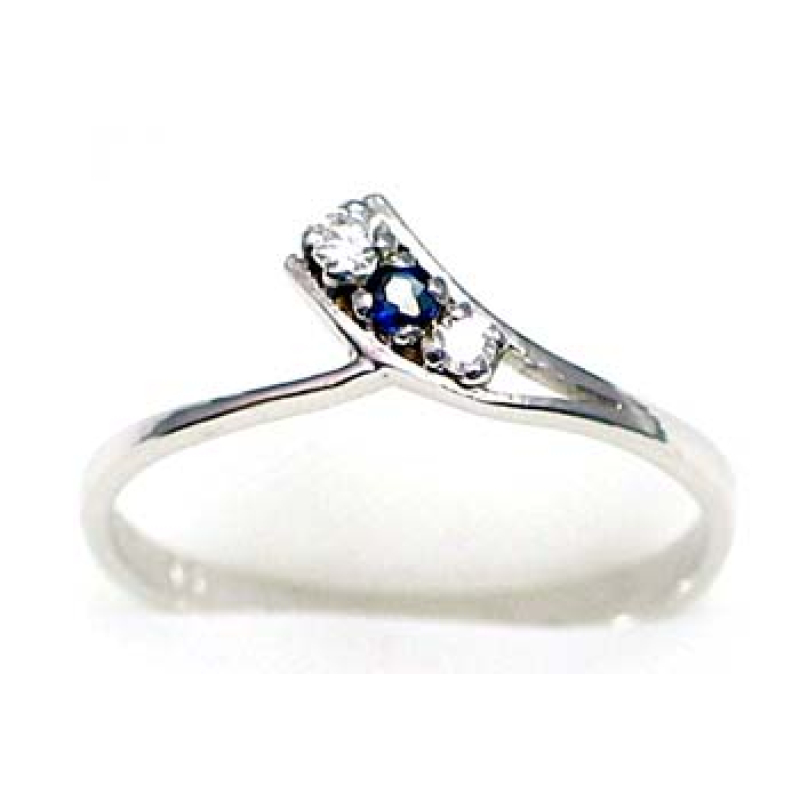 ring zilver 925 rhod met saffier en CZ