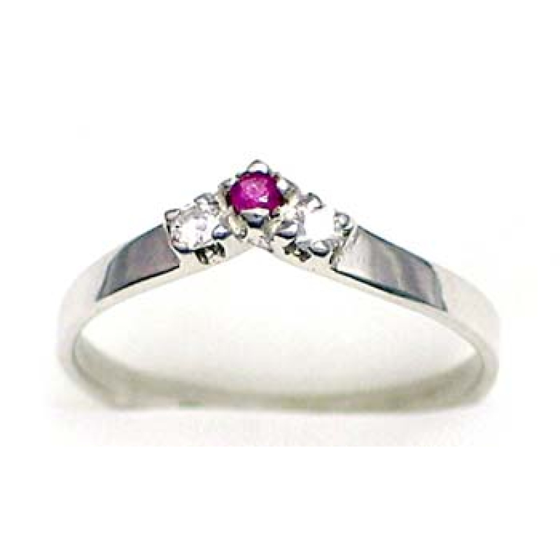 ring zilver 925 rhod met robijn en CZ