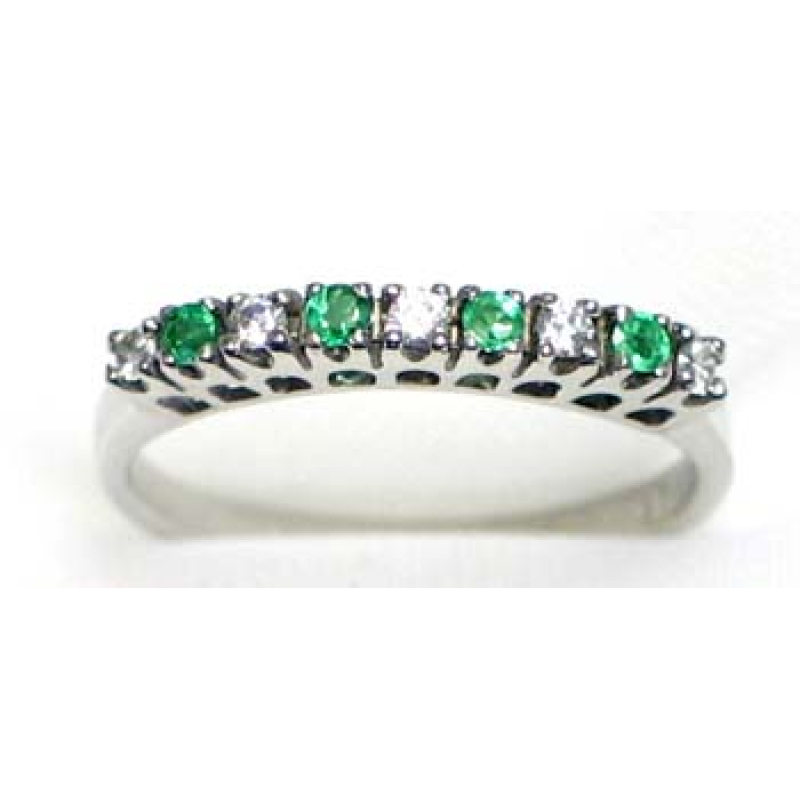 ring zilver 925 rhod met smaragd en CZ