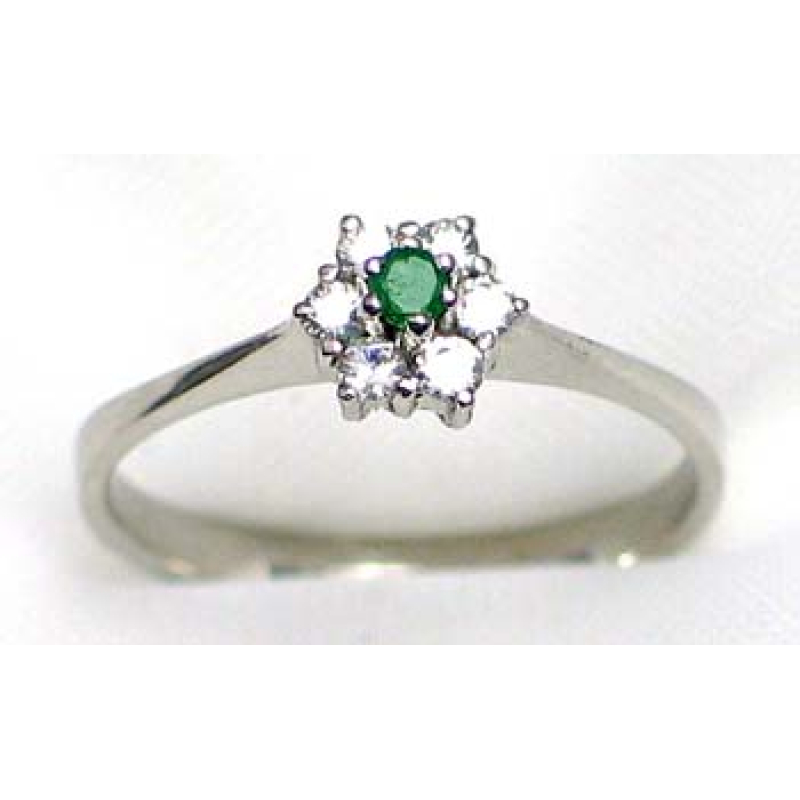 ring zilver 925 rhod met smaragd en CZ