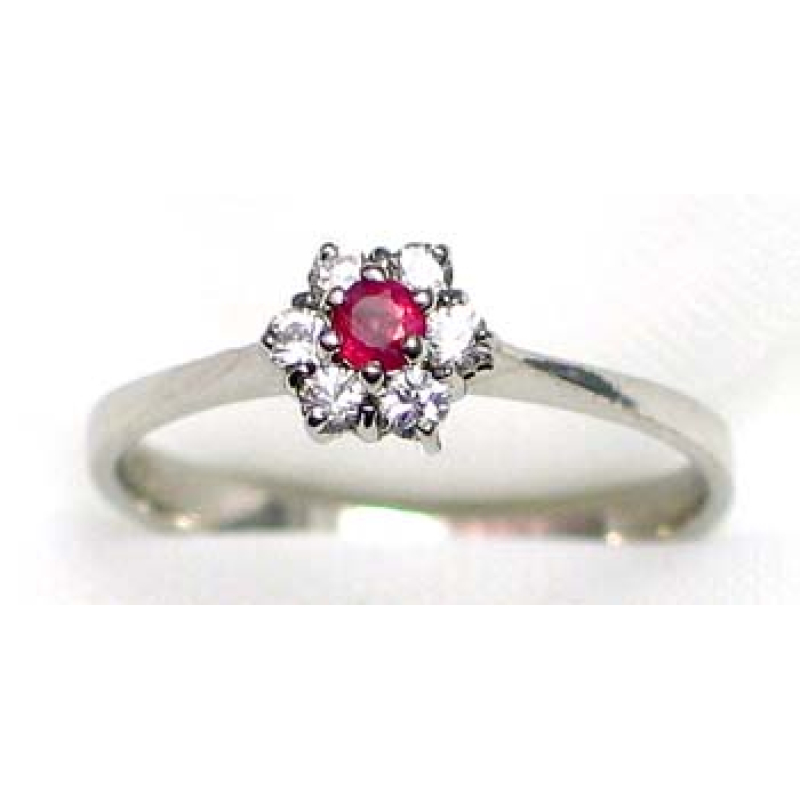 ring zilver 925 rhod met robijn en CZ