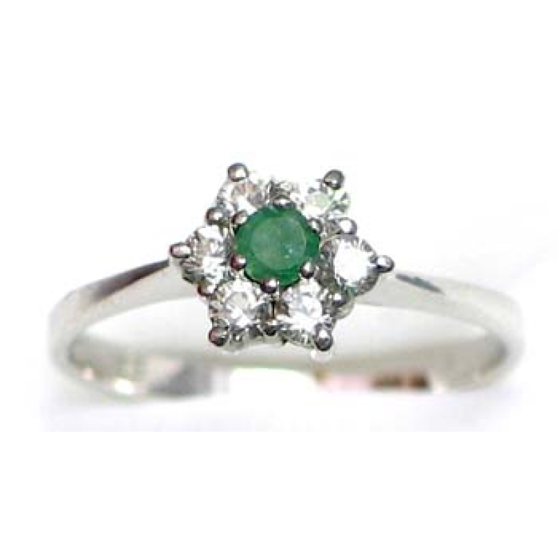 ring zilver 925 rhod met smaragd en CZ