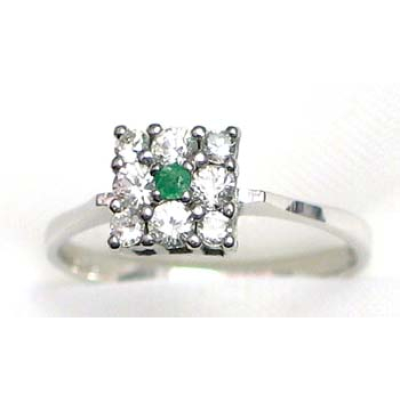 ring zilver 925 rhod met smaragd en CZ