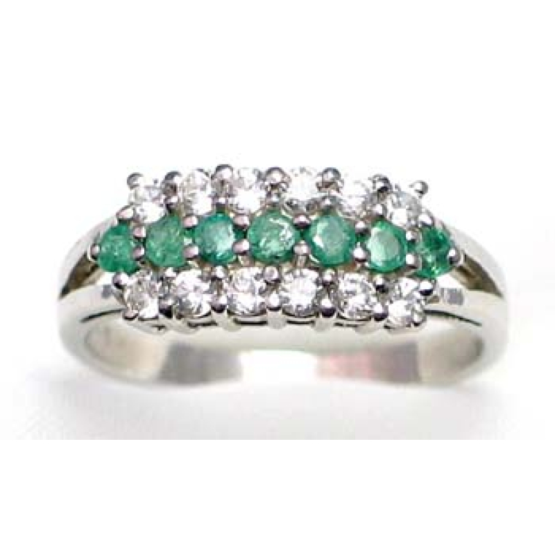 ring zilver 925 rhod met smaragd en CZ