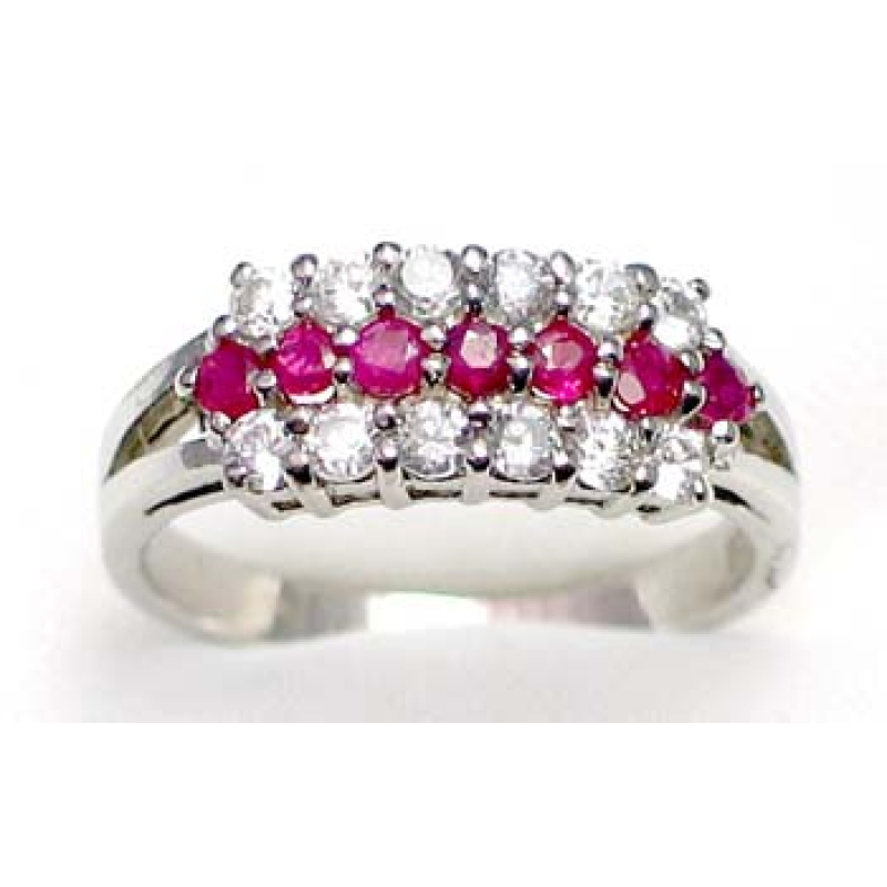 ring zilver 925 rhod met robijn en CZ