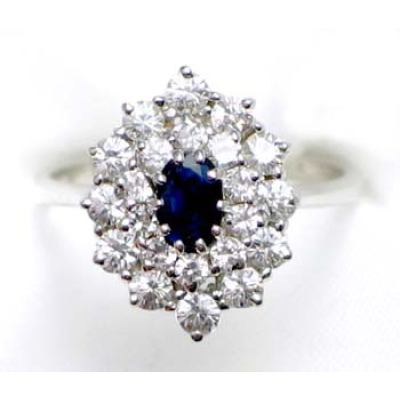 ring zilver 925 rhod met saffier en CZ