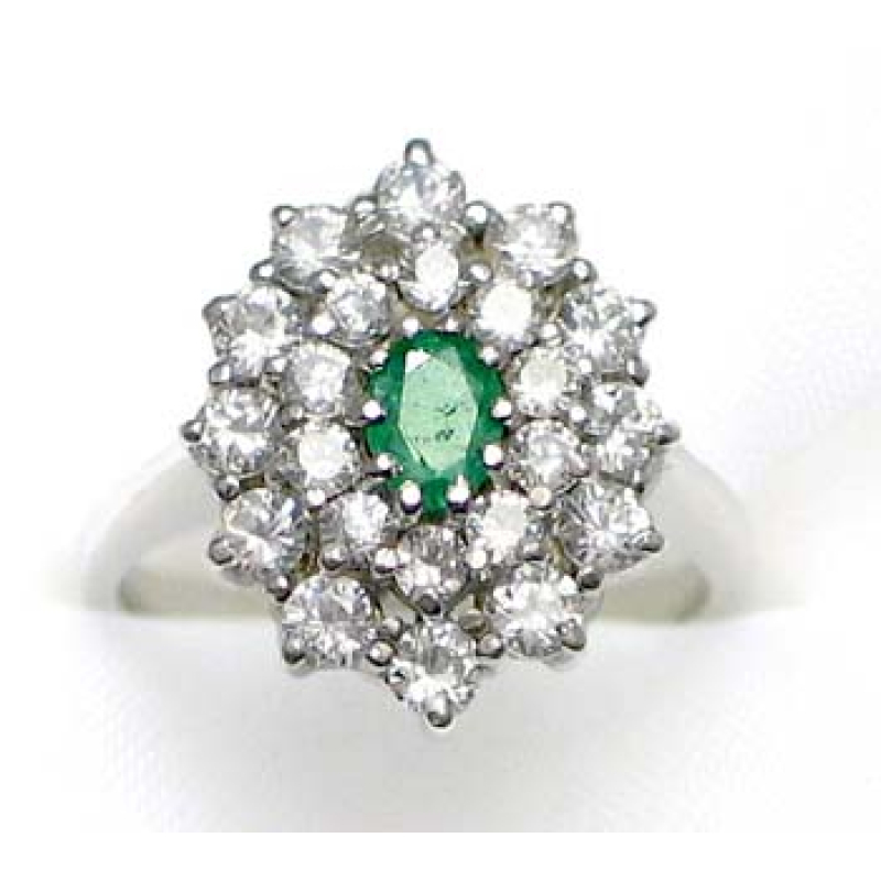 ring zilver 925 rhod met smaragd en CZ