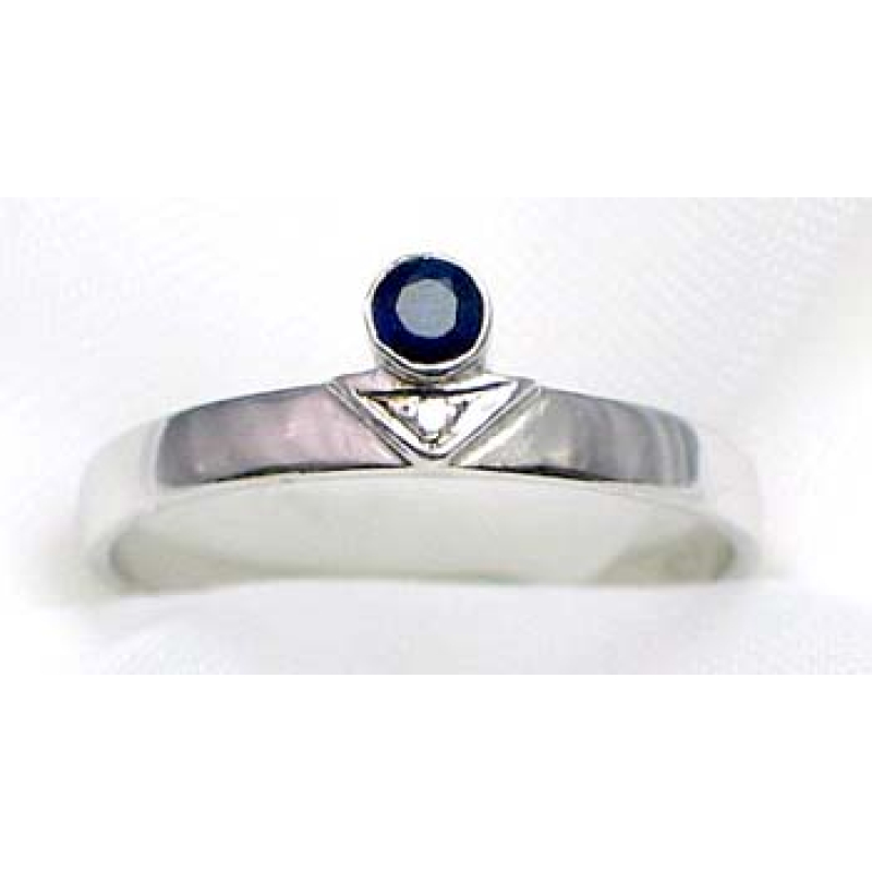 ring zilver 925 rhod met saffier en CZ