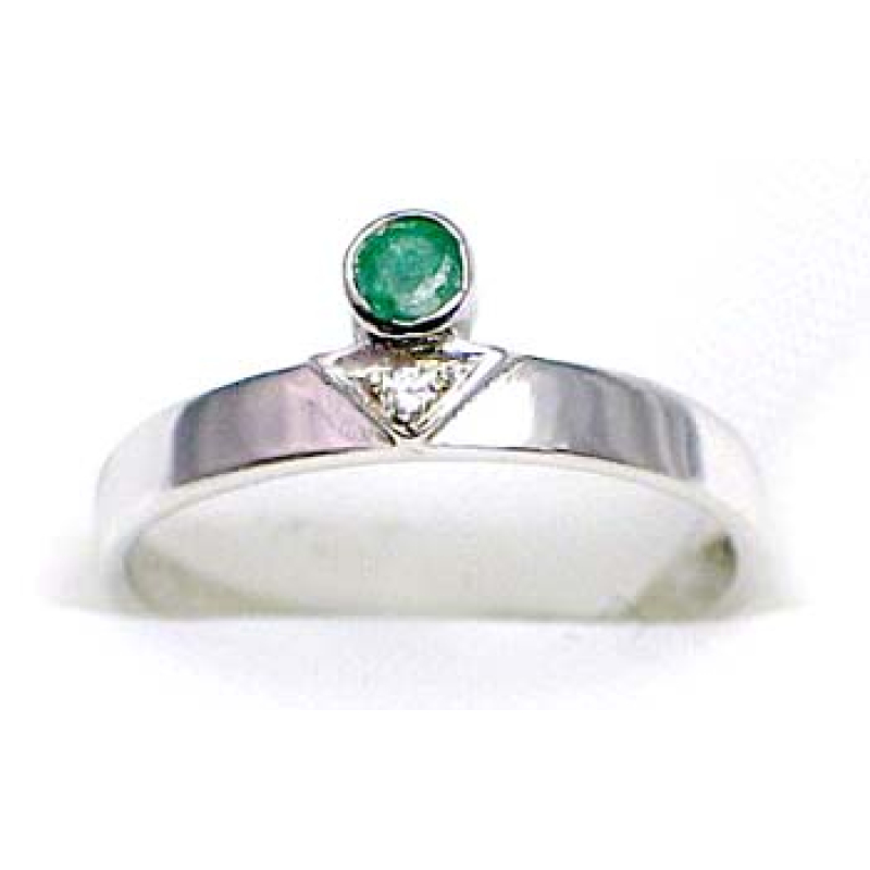 ring zilver 925 rhod met smaragd en CZ