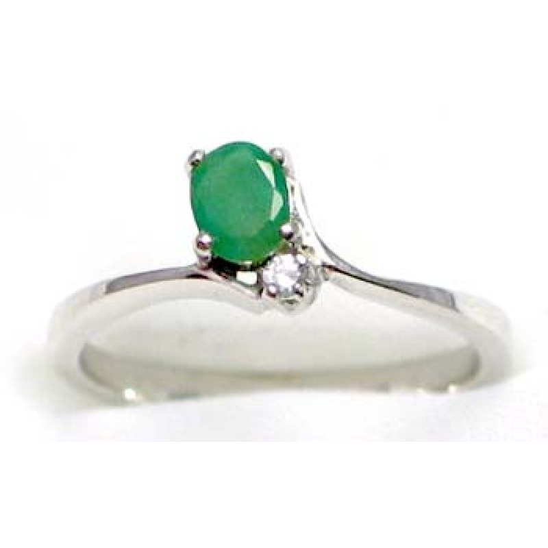 ring zilver 925 rhod met smaragd en CZ