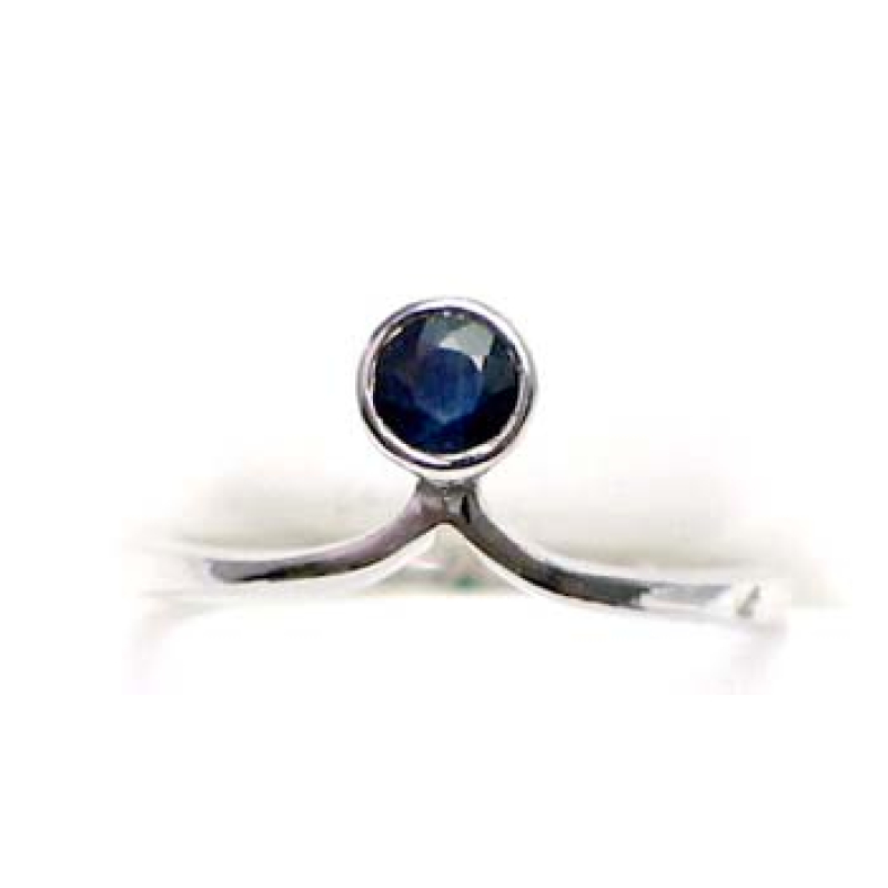 ring zilver 925 rhod met saffier 