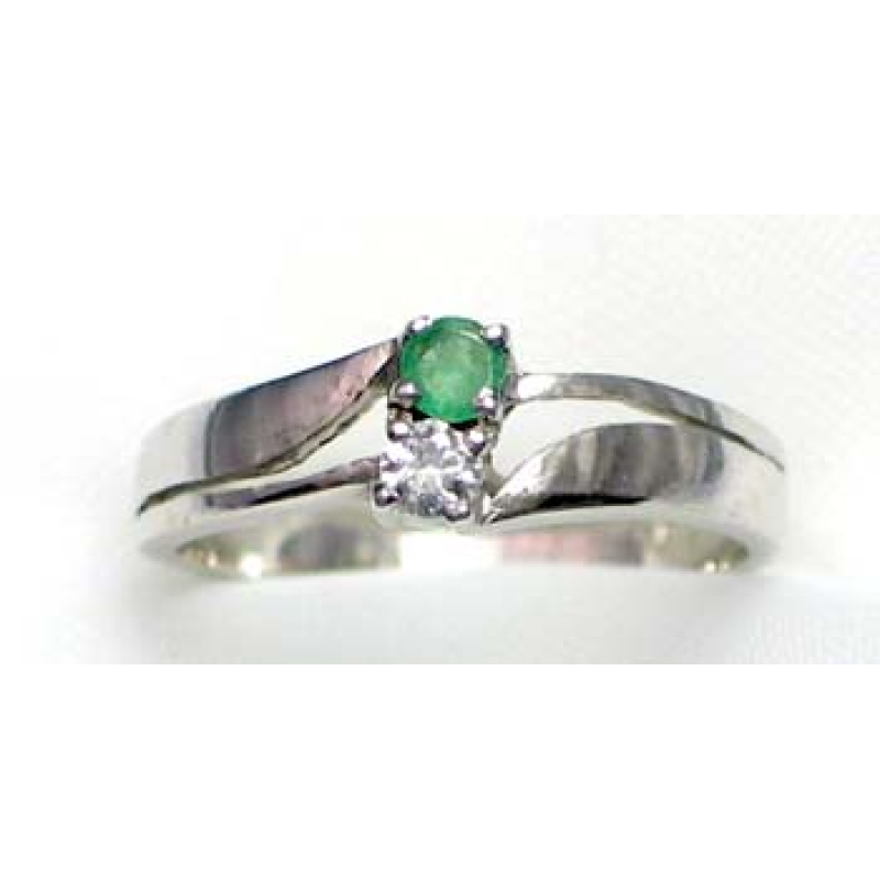 ring zilver 925 rhod met smaragd en CZ