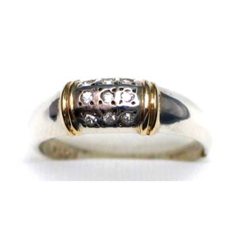 bague argent 925 avec or 9K et CZ