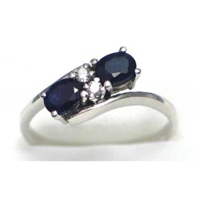 ring zilver 925 rhod met saffier en CZ